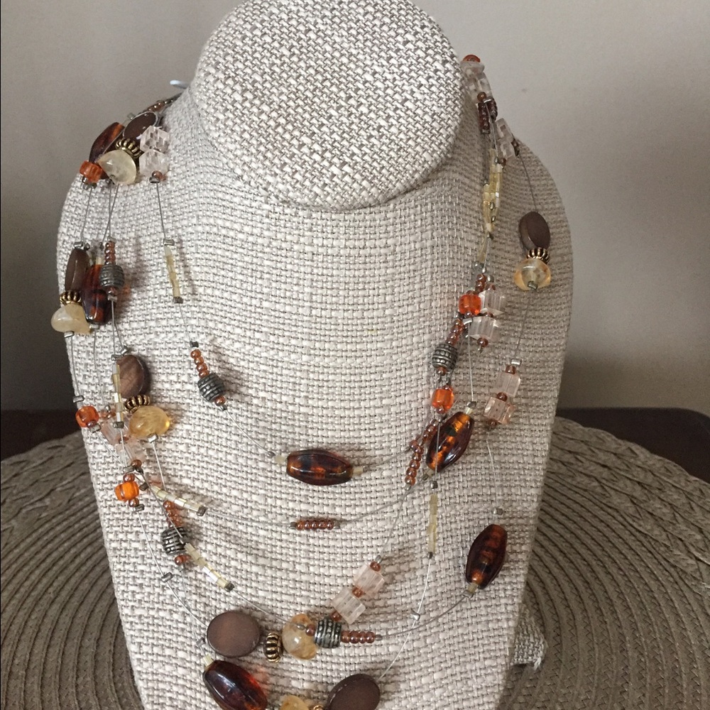 Brown multi beaded necklace