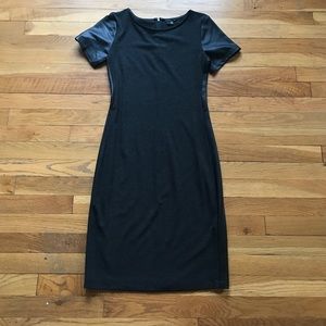 Theory Black Dress with Leather detail