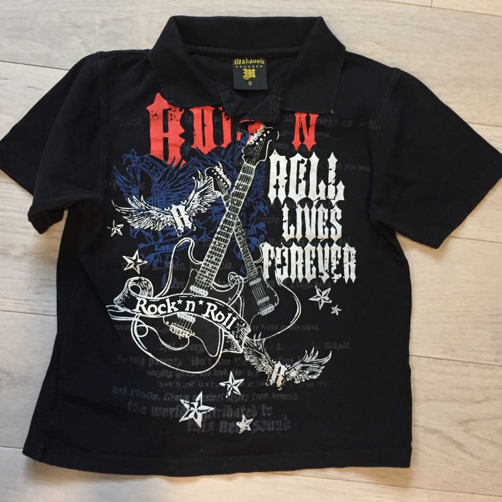 Boys Rock & Roll polo shirt.  Sz 5.