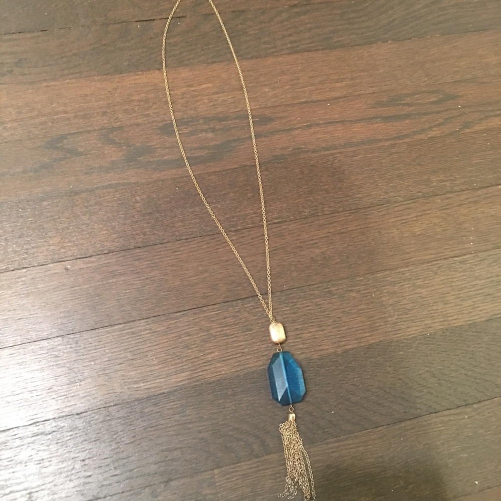 Blue & Gold Tassel Necklace