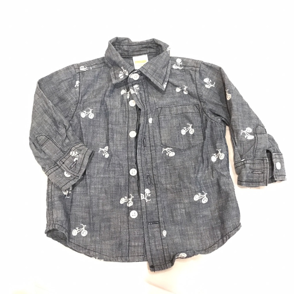 Baby Chambray shirt with Bicycles 🚴 - Like New!