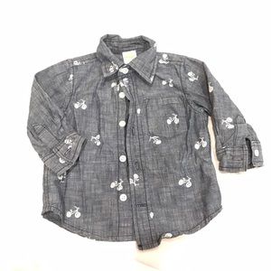 Baby Chambray shirt with Bicycles 🚴 - Like New!