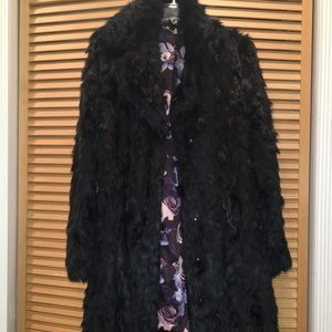 Black faux fur coat