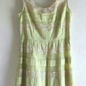 Anthropologie mint green lithe layered lace dress