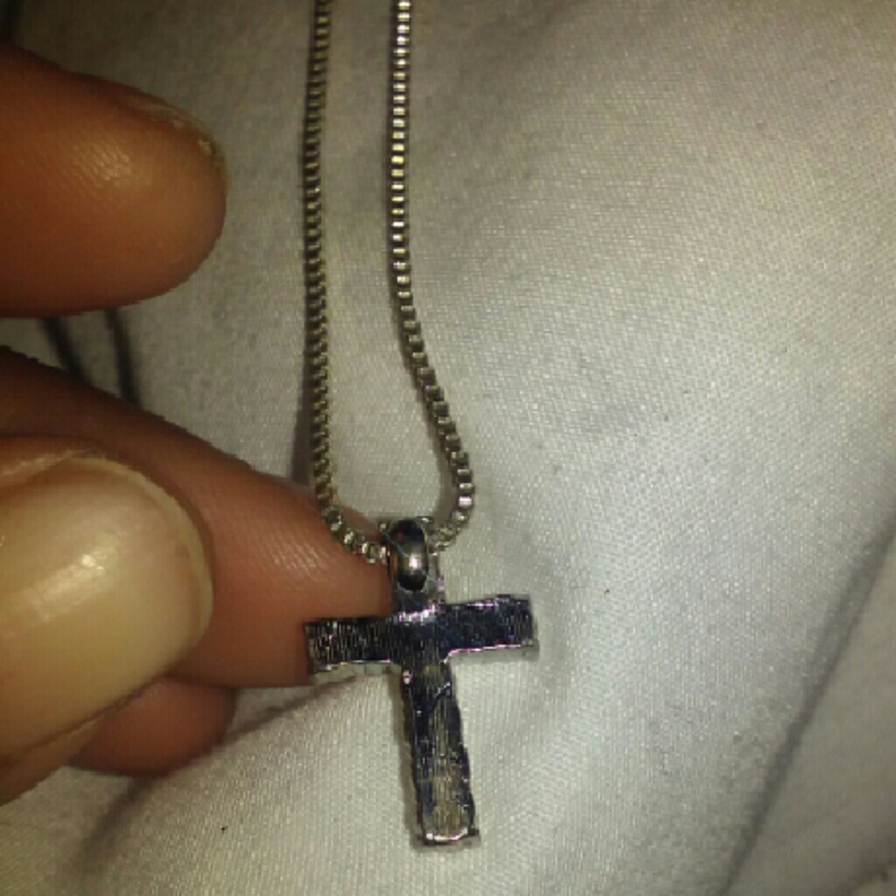 Silver Metal Chain Cross 💠✝️ 8.5" Chain Necklace - Picture 9 of 16