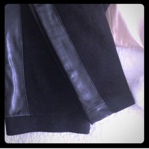 Cache leather trimmed leggings.