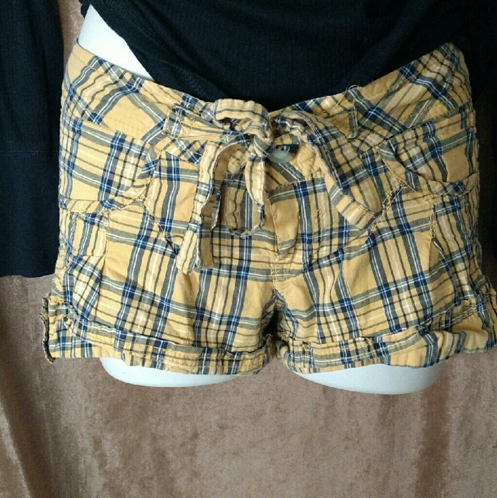 Yellow plaid shorts