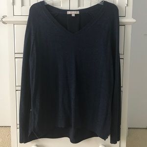 Beautiful blue sweater with a silky pleated back.