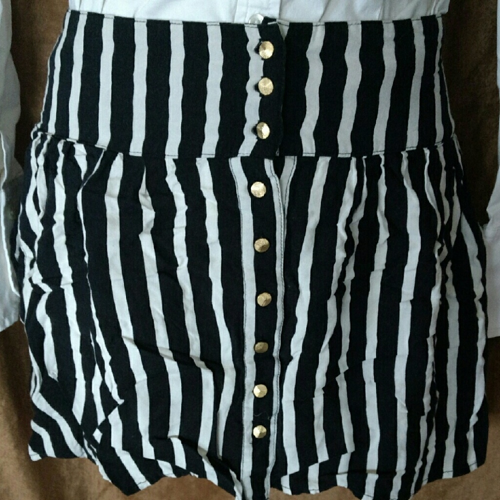 Black and white striped skirt
