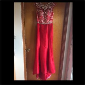 Red Mac Duggal pageant or prom gown - Style 82066