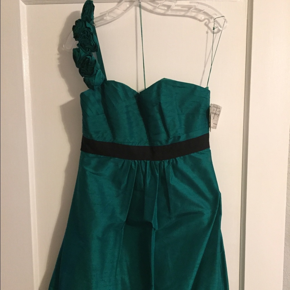 Emerald green silk cocktail dress