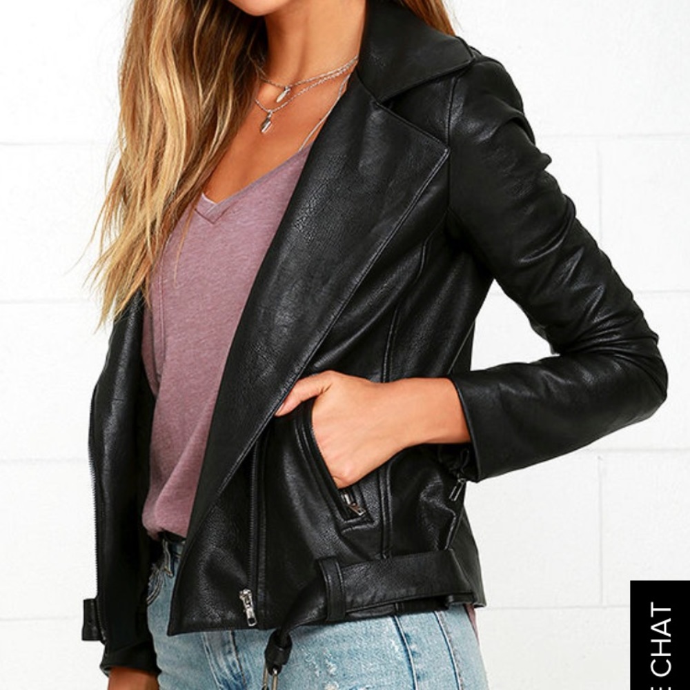 Black vegan leather jacket *NEW WITH TAGS* - Picture 2 of 6