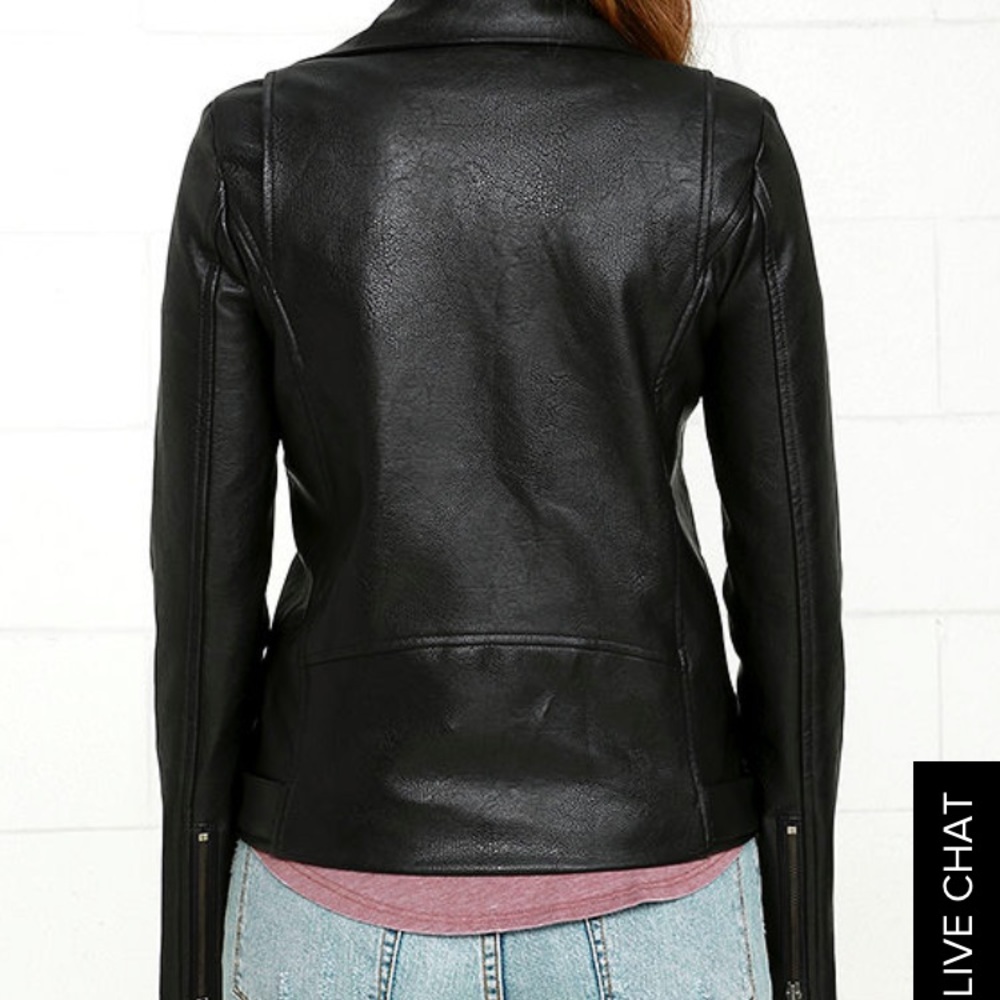 Black vegan leather jacket *NEW WITH TAGS* - Picture 3 of 6