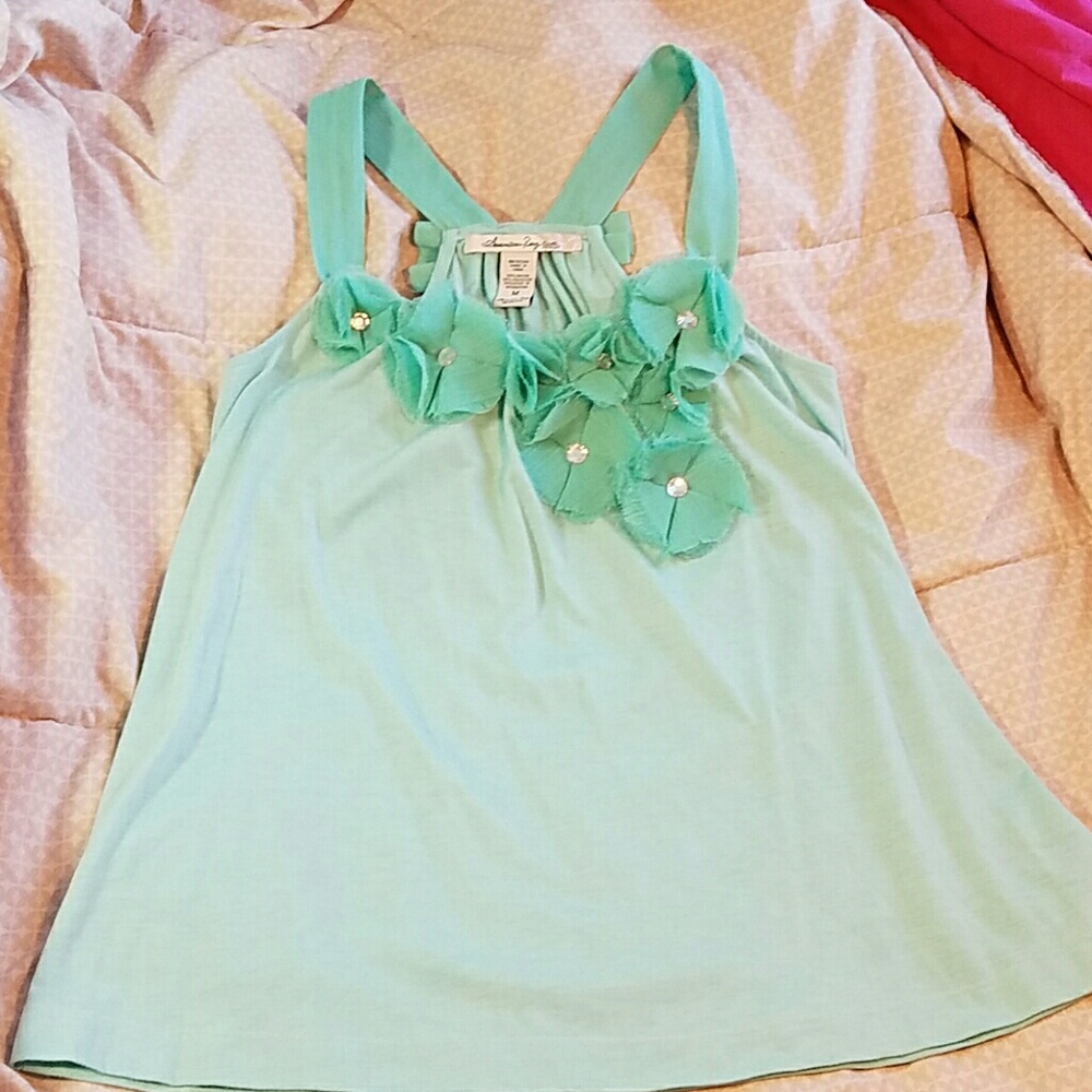 Mint Green Flower Tank