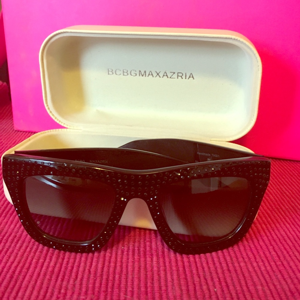BCBG Black crystal studded sparkly sunglasses.