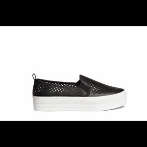H&M black lazer cutout platform slip on sneakers