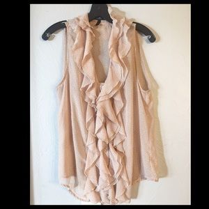 Blush BCBG ruffle front button up blouse