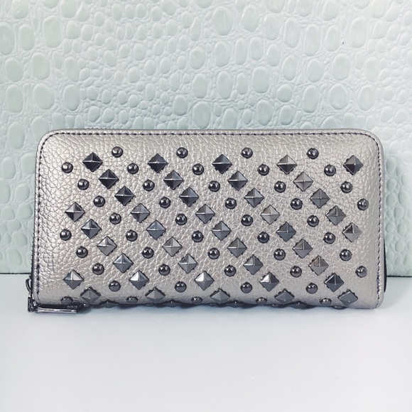 Kaelynn Silver Metallic Studded Wallet - Picture 3 of 5