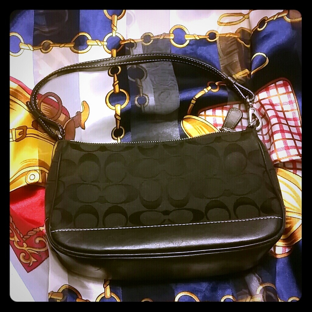 Coach Signature leather & canvas monogram purse