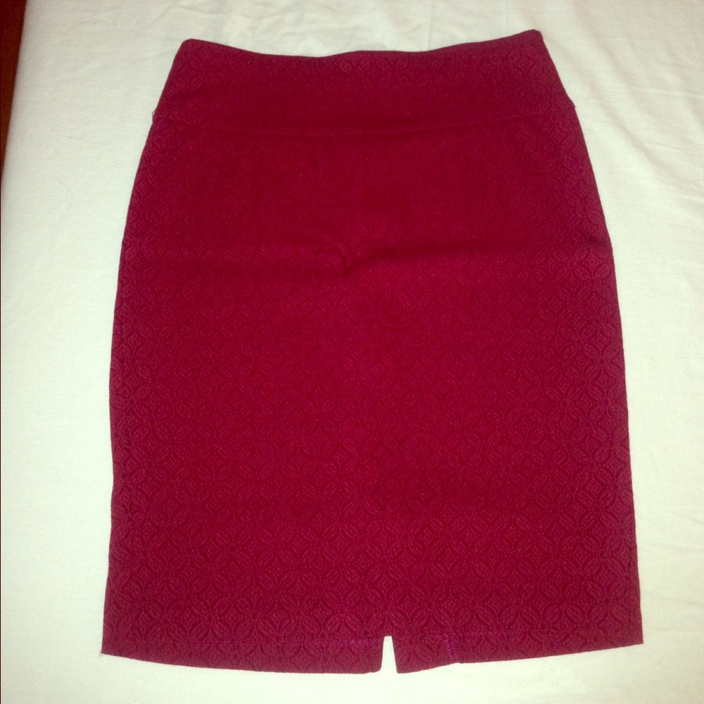 Burgundy red pencil skirt