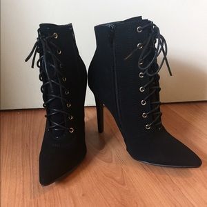 Sexy Black High Heel Ankle Booties