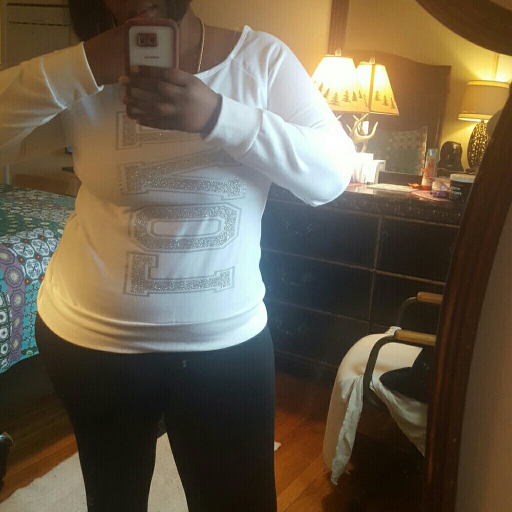 XL love white glitter sweater