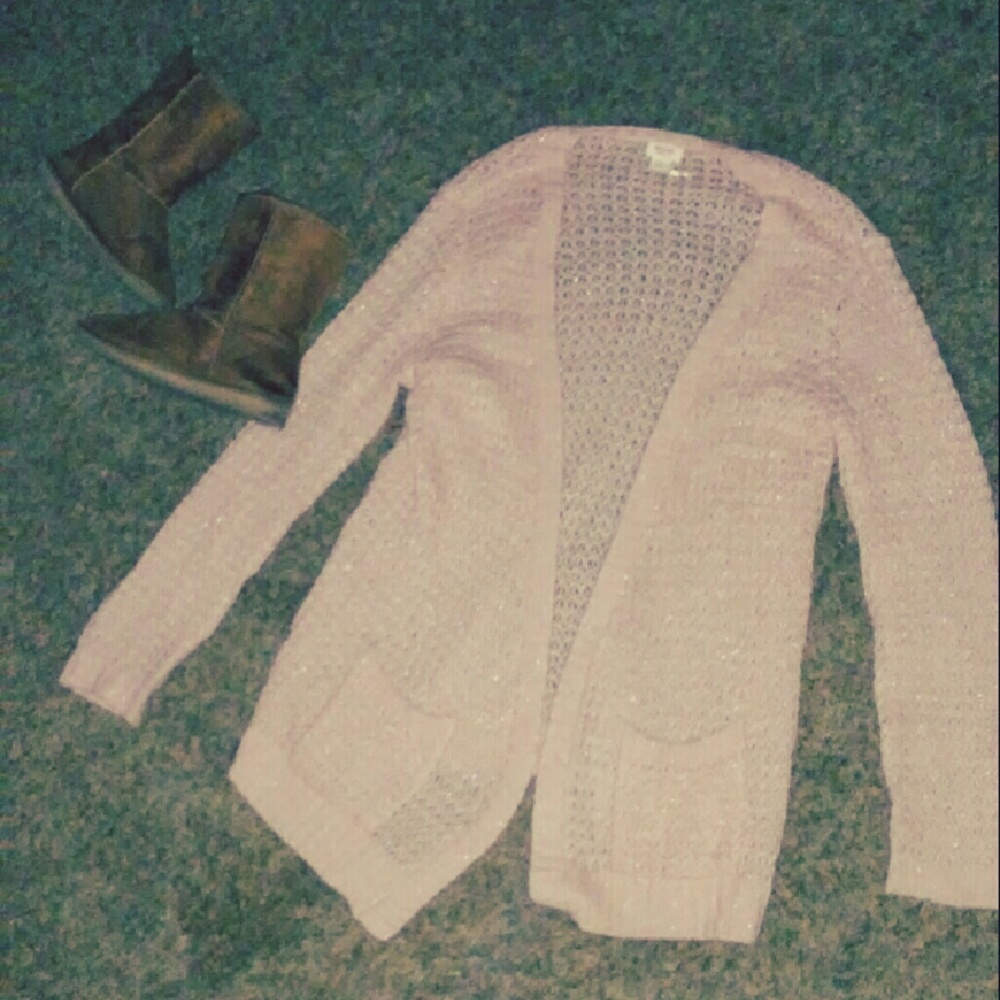 Pretty in Pink Open Knit Cardigan ((Large))