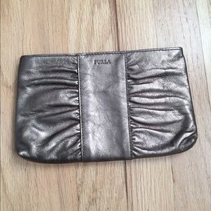 Furla leather top zip clutch