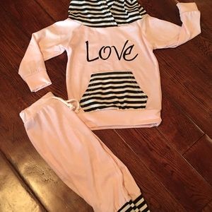 Love Striped Hoodie Set