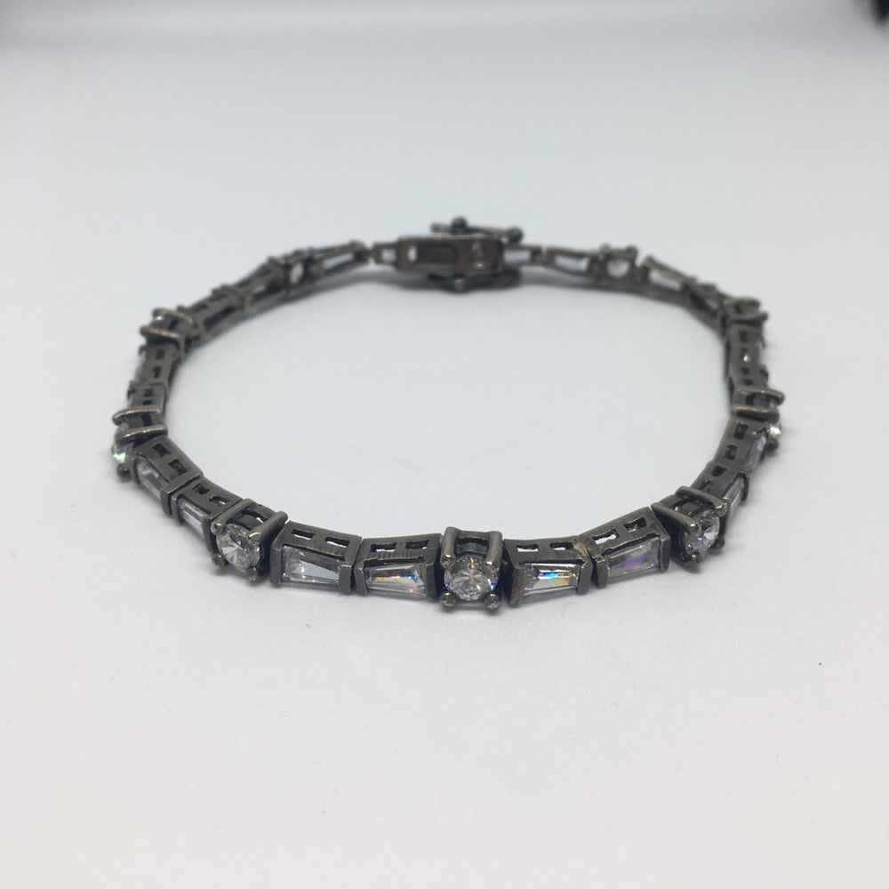 Antique sterling silver and crystal bracelet