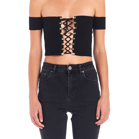 Free People Tops - Off the shoulder crop lace up