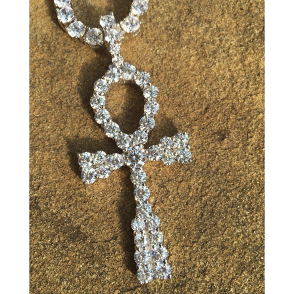 White Gold Ankh Cross Pendant