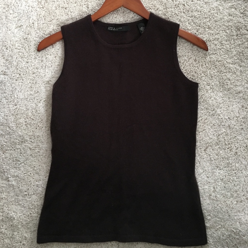 Lord & Taylor Chocolate Brown 2 Ply Cashmere Vest