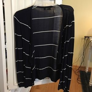 Navy and white striped cardigan