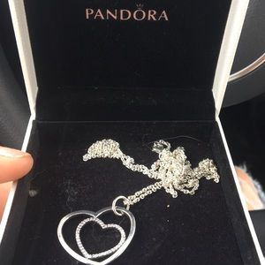 Pandora diamond double heart necklace.