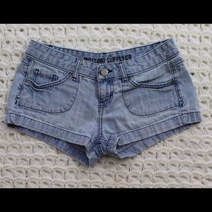 Light wash denim shorts