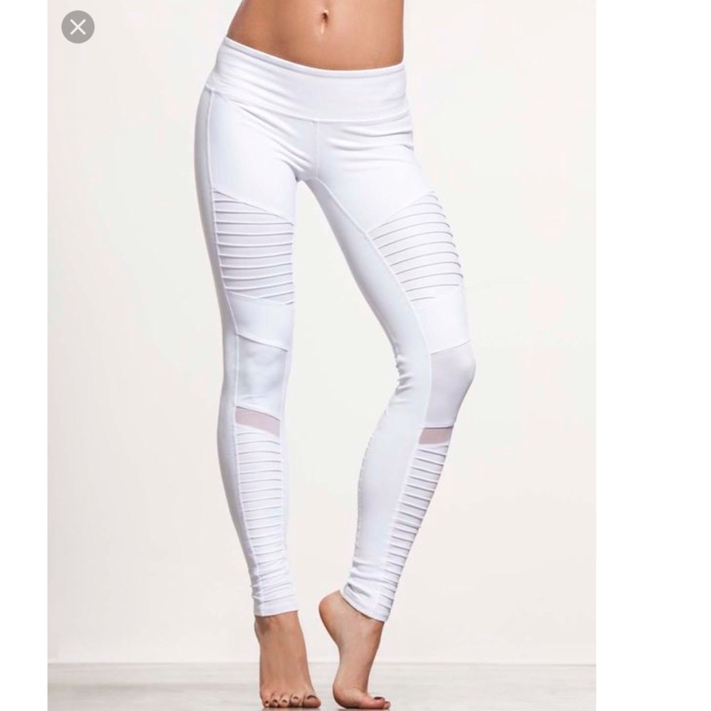 Alo Yoga white Moto Legging