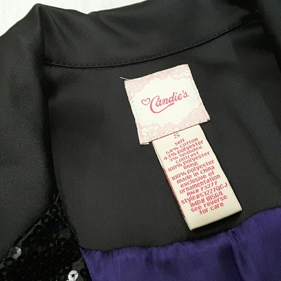 Candies satin tuxedo blazer jacket w sequins Small - Picture 3 of 4