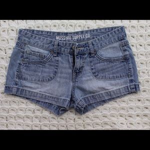 Light wash denim shorts