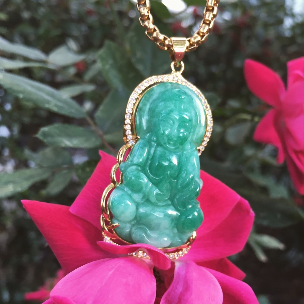 Iced Out Jade Buddha Pendant Chain
