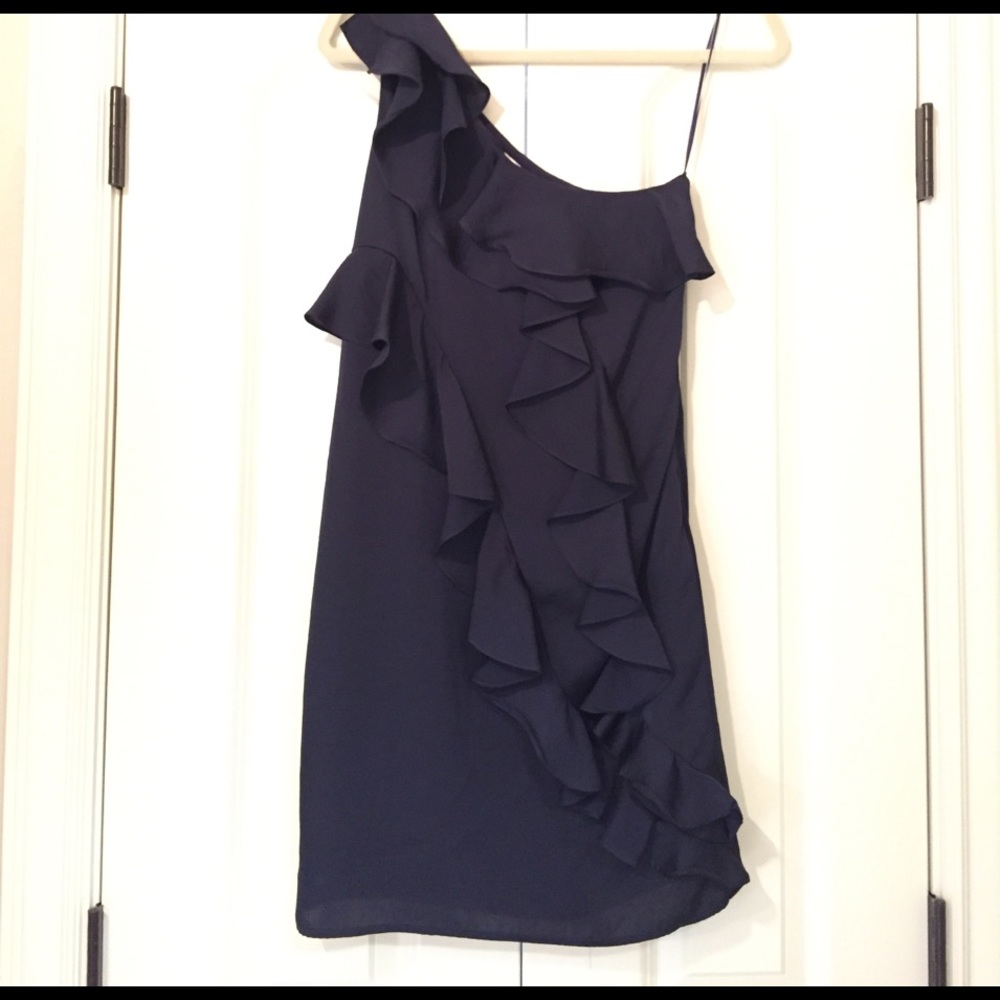 Collective Concepts Navy One Shoulder Dress, Sz M