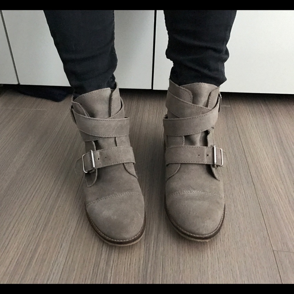 Aldo tan booties with adjustable buckle