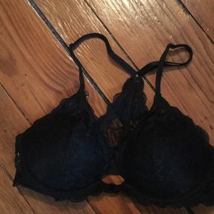 VS Pink Black Lacy Racerback 32C