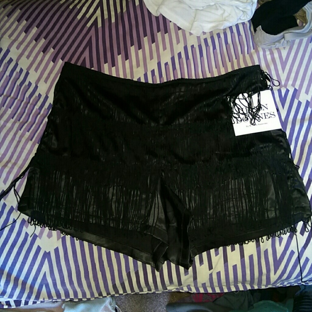 Adorable tassel satin shorts