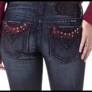 Miss Me Signature Skinny Dark Blue Red Rubies 29