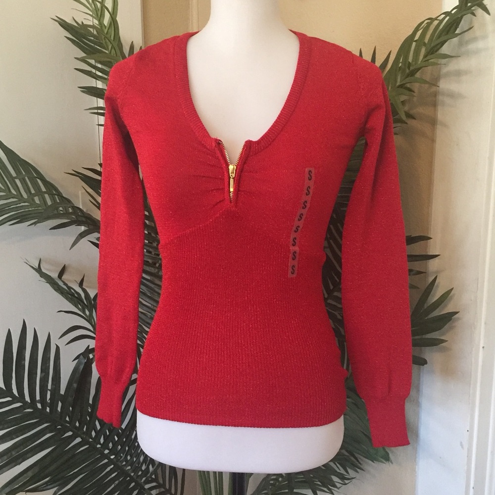 Red Long Sleeve Top