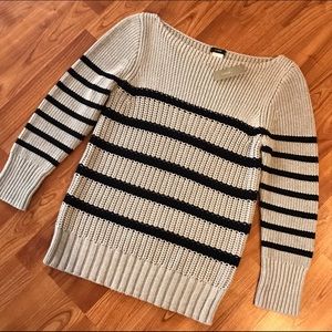NWT J.Crew Grey & Black Striped Sweater Boatneck