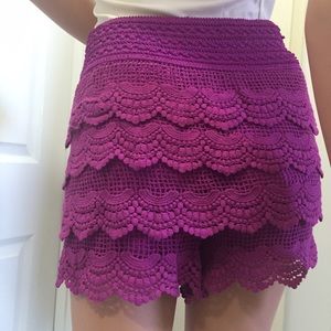 NWOT Purple Layered Scallop Crochet Skort