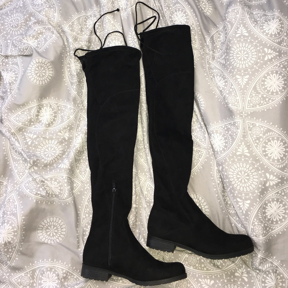 Unisa Black Over the Knee Suede Boots