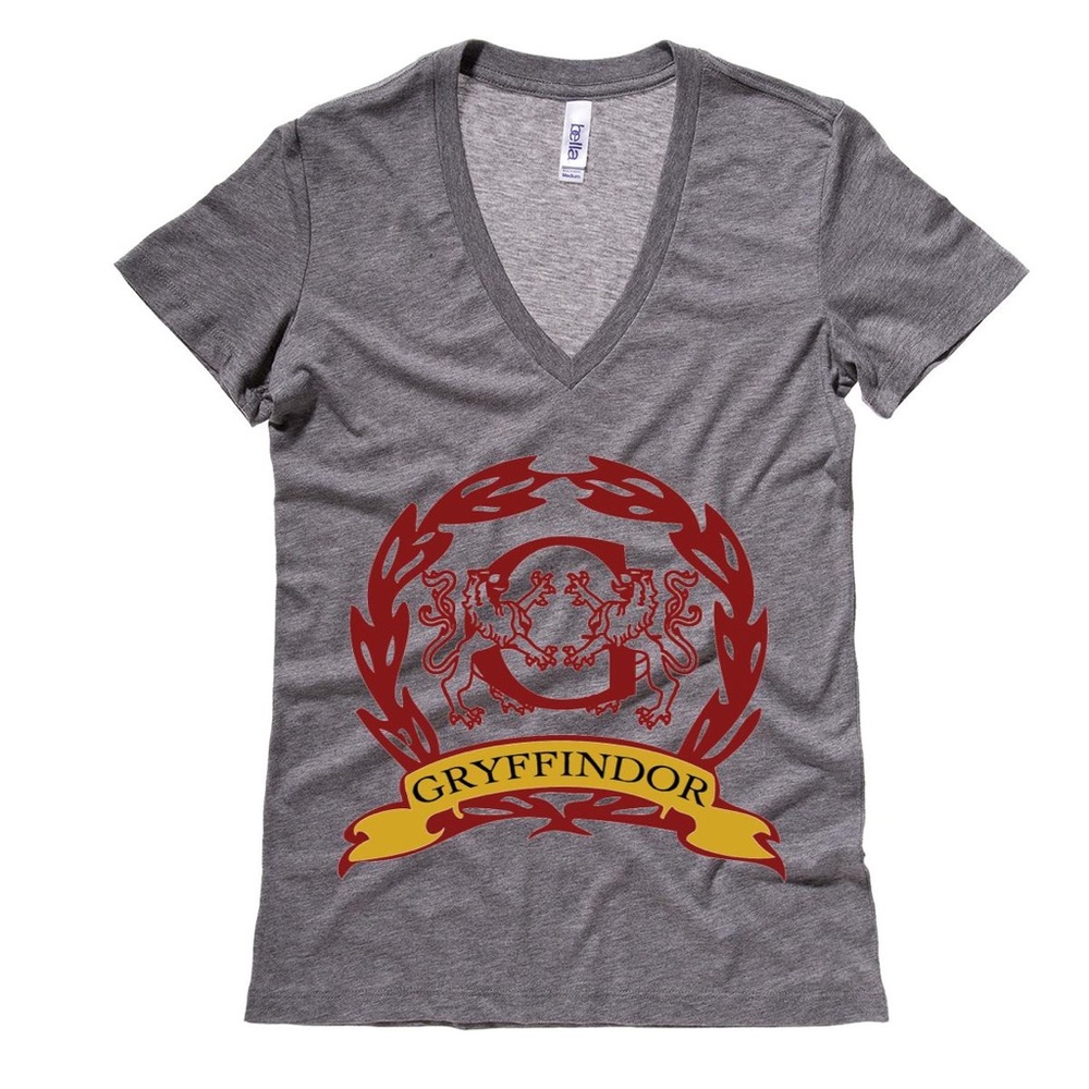 Harry Potter Gryffindor Crest Grey V Neck